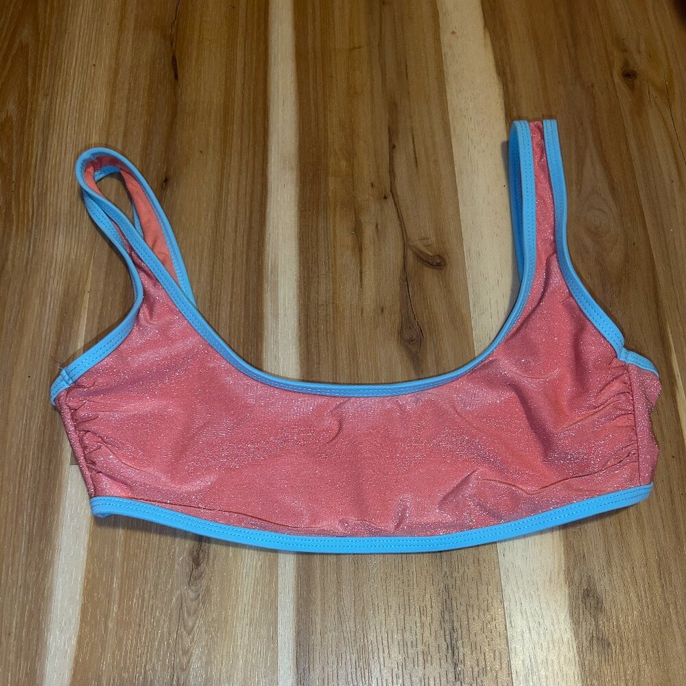 No boundries pink and blue sparkly swim top